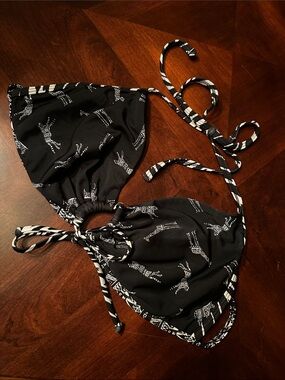 Xhilaration Black & White Zebra Print Triangle Bikini Top
